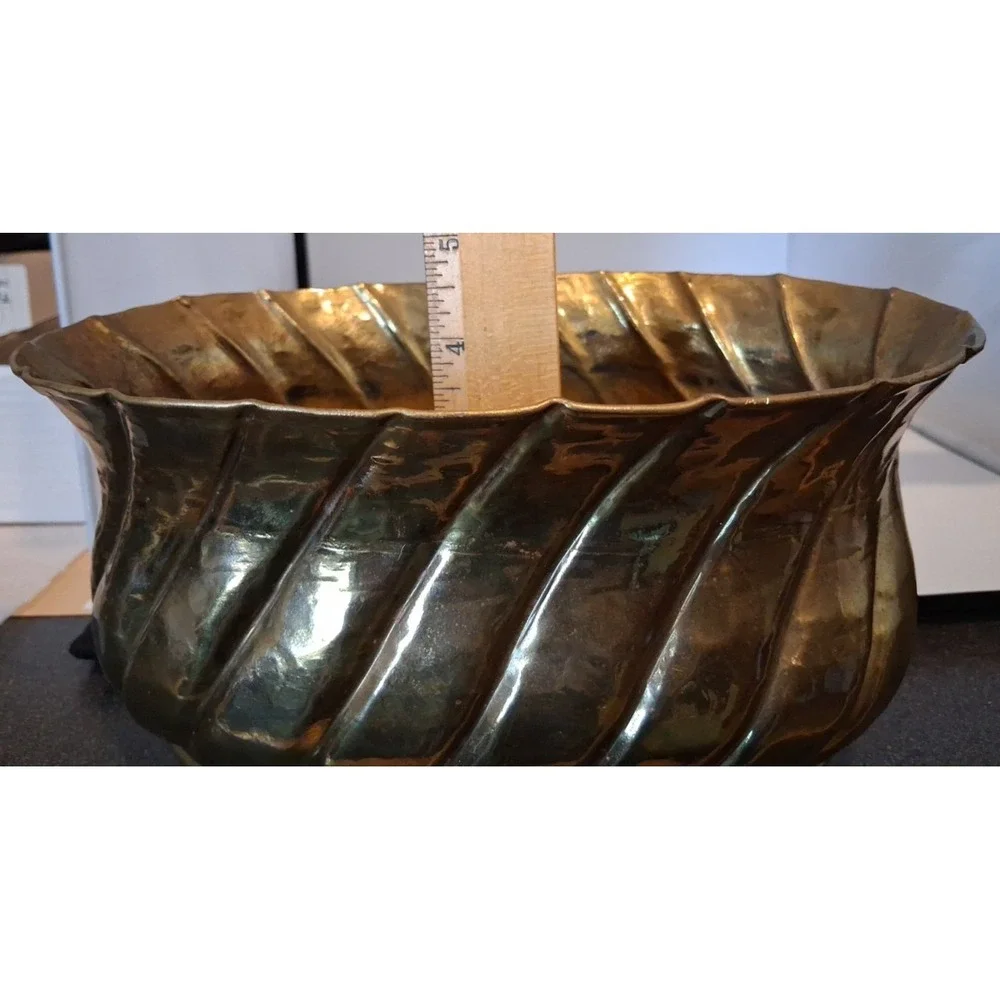 Vintage Brass Italian Style Footed Planter Cache pot Large 9